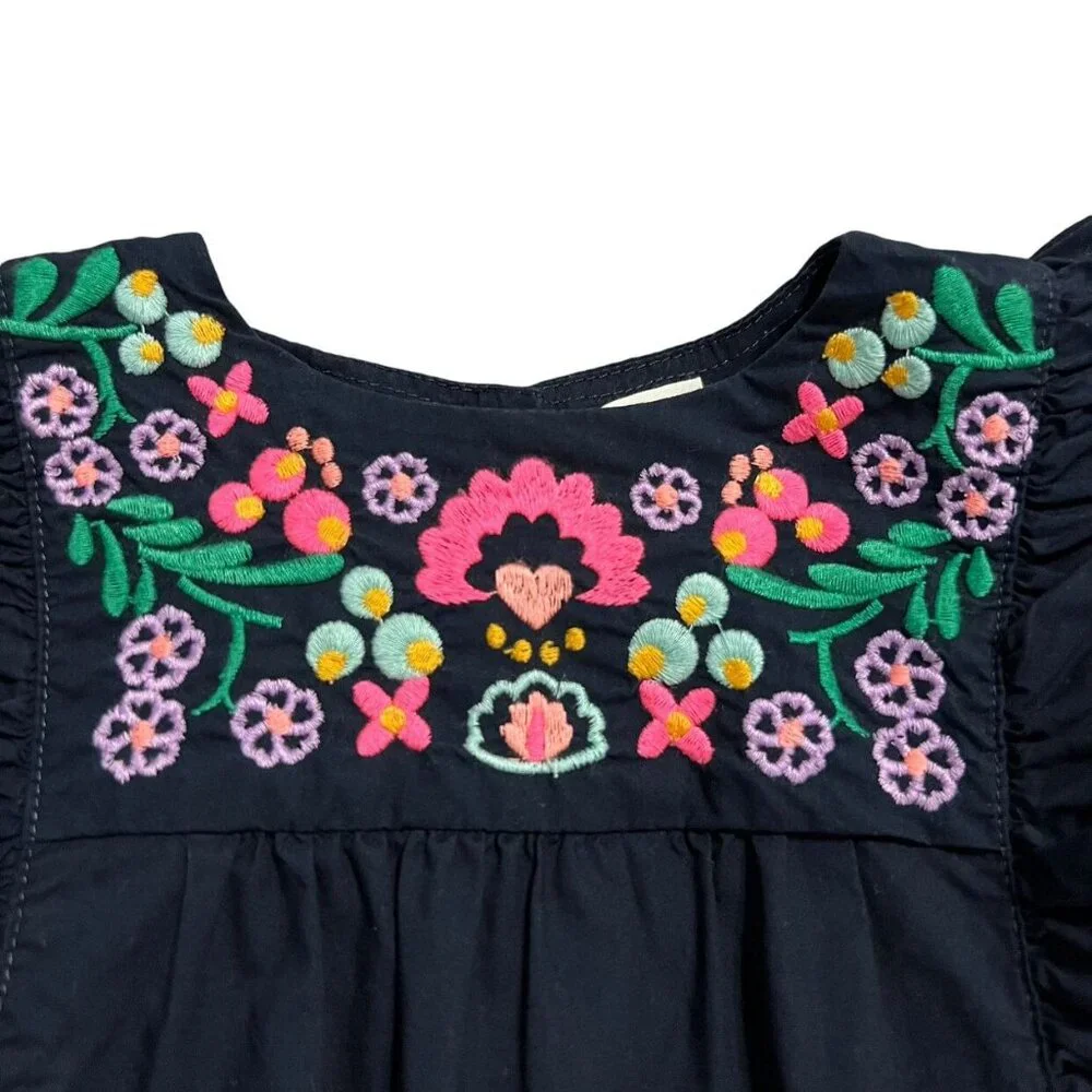 Crewcuts 3Y Navy Embroidered Ruffle Dress